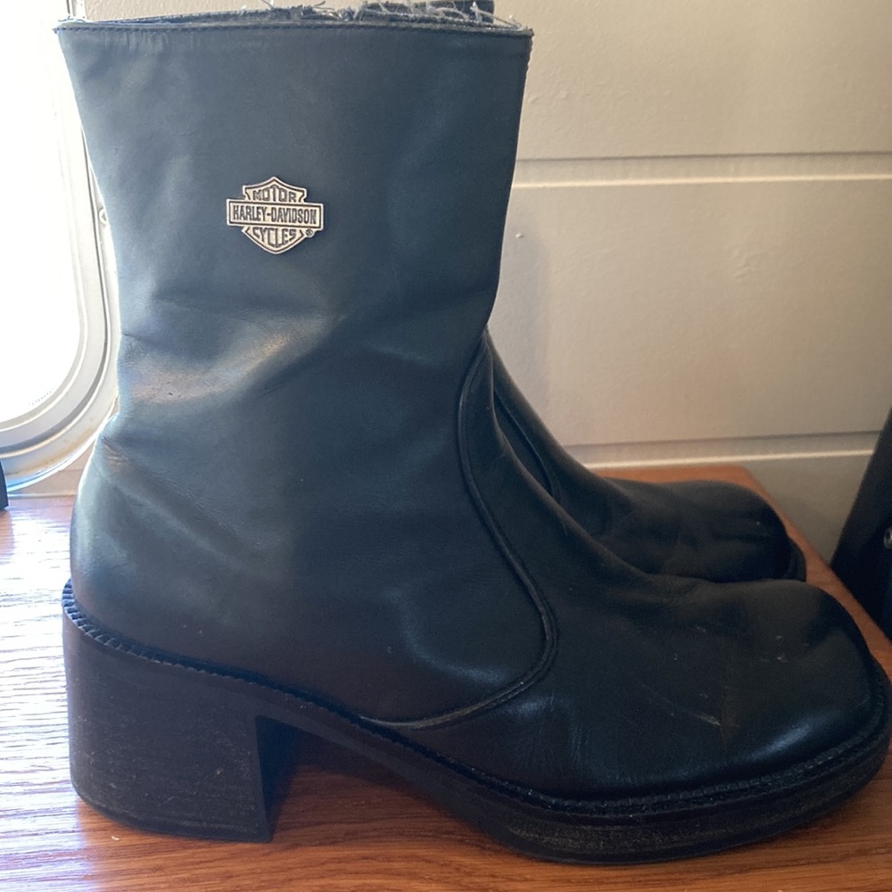 Vintage Harley-Davidson Black Leather Boots Size 10 Women’s